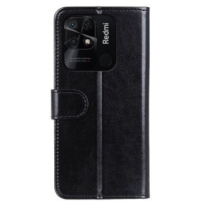 Xiaomi Redmi 10C atvēramais ādas melns maciņš (maks) | Vacins.lv