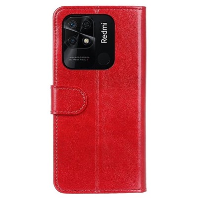 Xiaomi Redmi 10C atvēramais ādas sarkans maciņš (maks) | Vacins.lv