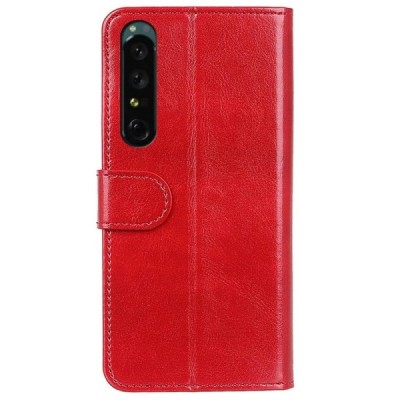 Sony Xperia 1 IV atvēramais ādas sarkans maciņš (maks) | Vacins.lv