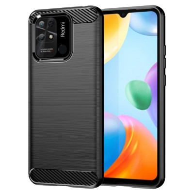 Xiaomi Redmi 10C „Carbon“ kieto silikono TPU juodas dėklas - nugarėlė | Priedai.lt