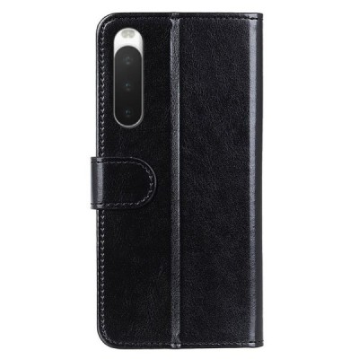 Sony Xperia 10 IV atvēramais ādas melns maciņš (maks) | Vacins.lv