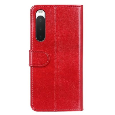 Sony Xperia 10 IV atvēramais ādas sarkans maciņš (maks) | Vacins.lv