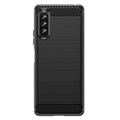 Sony Xperia 10 IV „Carbon“ cieta silikona (TPU) melns apvalks | vacins.lv
