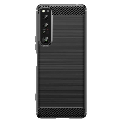 Sony Xperia 1 IV „Carbon“ cieta silikona (TPU) melns apvalks | vacins.lv