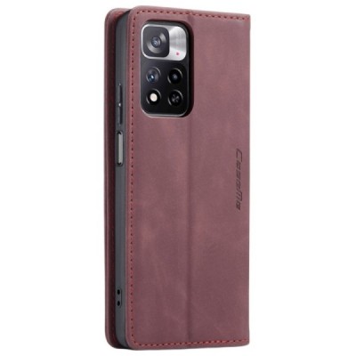 Xiaomi Redmi Note 11 Pro+ CaseMe Retro solīds atvēramais ādas bordo maciņš - maks | Vacins.lv