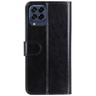 Samsung Galaxy M53 5G (M536) atverčiamas juodas odinis dėklas - piniginė | Priedai.lt