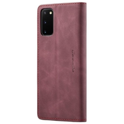 Samsung Galaxy S20 (G980) CaseMe Retro solīds atvēramais ādas bordo maciņš - maks | Vacins.lv