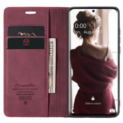 Samsung Galaxy S20 (G980) CaseMe Retro solīds atvēramais ādas bordo maciņš - maks | Vacins.lv