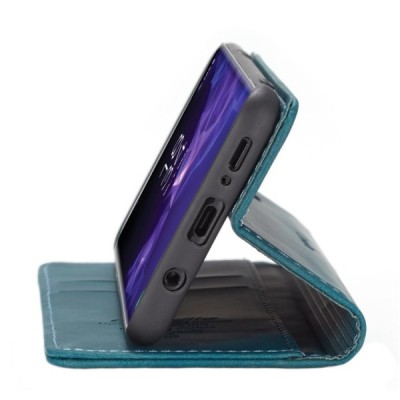 Samsung Galaxy S9+ (G965) CaseMe Retro solidus atverčiamas žalias odinis dėklas - knygutė | Priedai.lt
