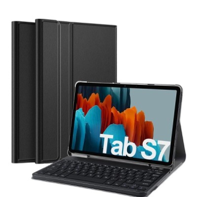 Samsung Galaxy Tab S7 11" (T875, T870) ādas atvēramais melns futrālis ar bluetooth tastatūra | Vacins.lv