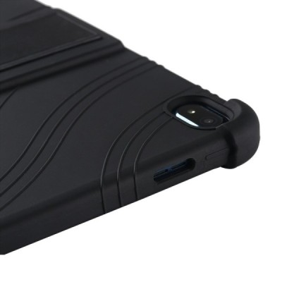 Nokia T20 „Shell“ Kickstand pastiprinātas aizsardzības cieta silikona (TPU) melns apvalks | Vacins.lv
