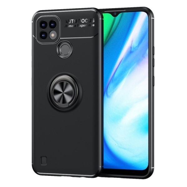 „FOCUS“ Kickstand kieto silikono (TPU) dėklas - juodas (Realme C21)