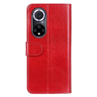 Huawei Honor 50 (Nova 9) atvēramais ādas sarkans maciņš (maks) | Vacins.lv