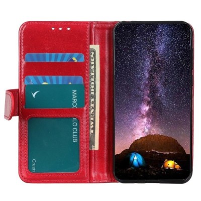 Huawei Honor 50 (Nova 9) atvēramais ādas sarkans maciņš (maks) | Vacins.lv