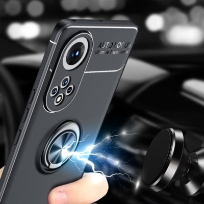 Huawei Honor 50 (Nova 9) „FOCUS“ Kickstand cieta silikona (TPU) melns apvalks | vacins.lv