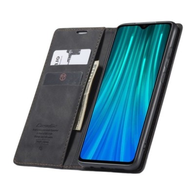 Xiaomi Redmi Note 8 Pro CaseMe Retro solidus atverčiamas juodas odinis dėklas - knygutė | Priedai.lt