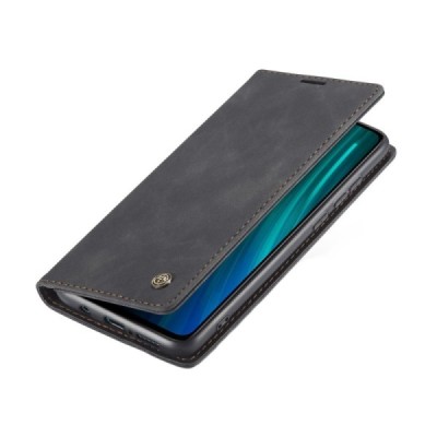 Xiaomi Redmi Note 8 Pro CaseMe Retro solidus atverčiamas juodas odinis dėklas - knygutė | Priedai.lt