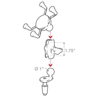 „RAM Mounts“ X-Grip telefona turētājs motociklam (piestiprinās pie stūres dakšas cilindriskā cauruma) | Vacins.lv