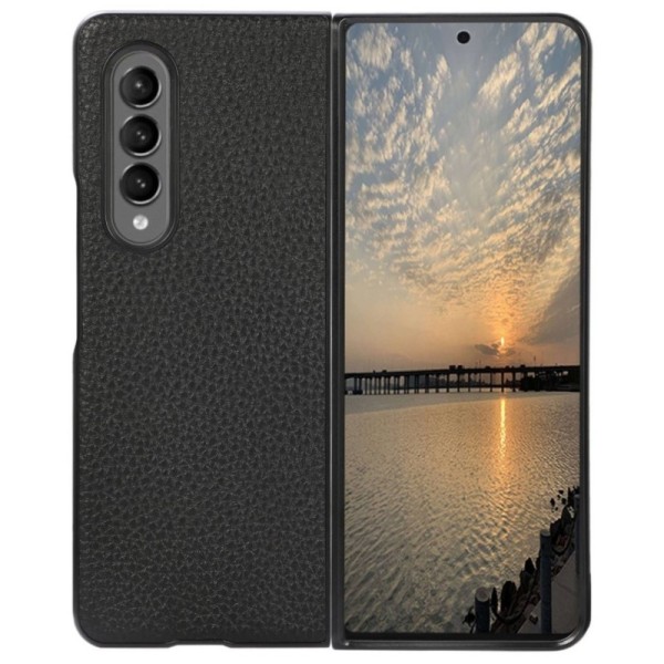 „Deluxe Leather“ apvalks - melns (Galaxy Z Fold4)