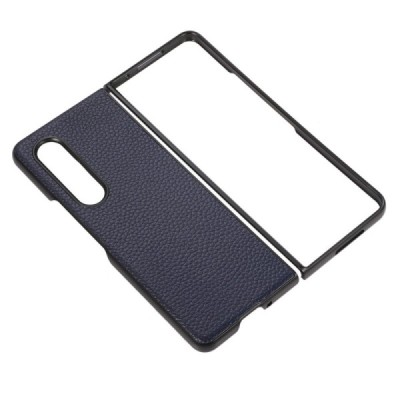 Samsung Galaxy Z Fold4 5G (F936B) Deluxe Leather zils ādas plastika apvalks | Vacins.lv