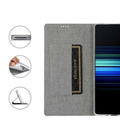 Sony Xperia 1 IV „Vili“ atvērams pelēks ādas maciņš | Vacins.lv