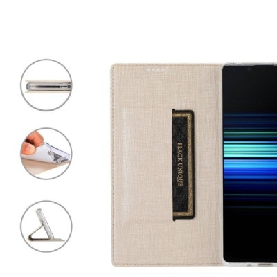 Sony Xperia 1 IV „Vili“ atvērams zelta ādas maciņš | Vacins.lv