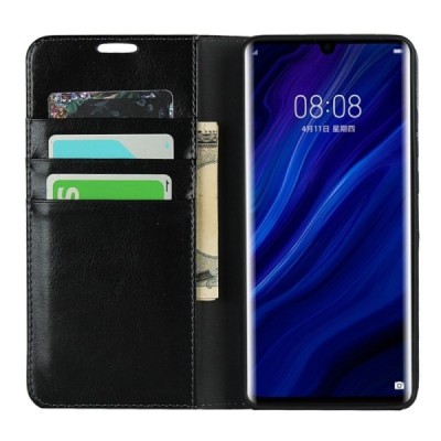„Deluxe“ Huawei P30 Pro melns ādas atvērams maciņš | Vacins.lv