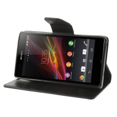 Mercury Sonata atverčiamas Sony Xperia Z juodas odinis dėklas - piniginė / Priedai.lt