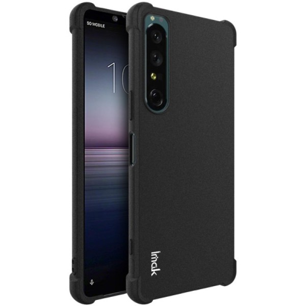 „Imak“ pastiprinātas aizsardzības cieta silikona (TPU) apvalks - melns + ekrāna aizsargplēve (Xperia 1 IV)