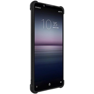 Sony Xperia 1 IV Imak pastiprinātas aizsardzības cieta silikona (TPU) melns vāciņš + ekrāna aizsargplēve | Vacins.lv