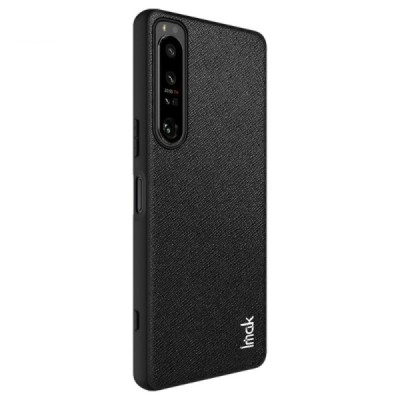 „Imak“ Textured Leather Sony Xperia 1 IV melns apvalks | vacins.lv