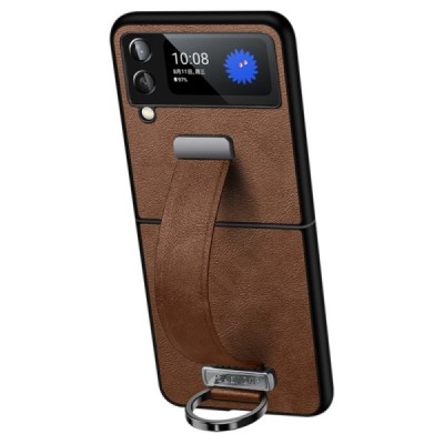 „Sulada“ Leather Kickstand Samsung Galaxy Z Flip4 (F721) brūns ādas apvalks | Vacins.lv
