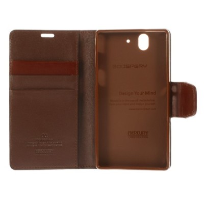 Mercury Sonata atverčiamas Sony Xperia Z rudas odinis dėklas - piniginė / Priedai.lt