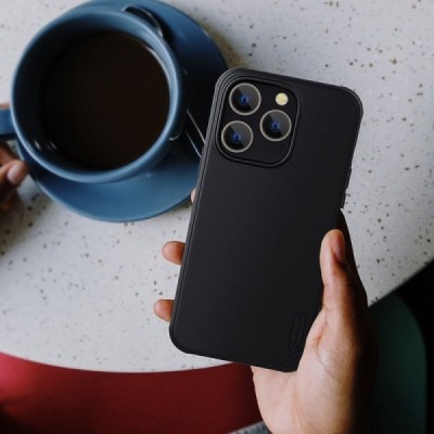Apple iPhone 14 Pro „Nillkin“ Frosted Shield Pro melns vāciņš, apvalks | Vacins.lv