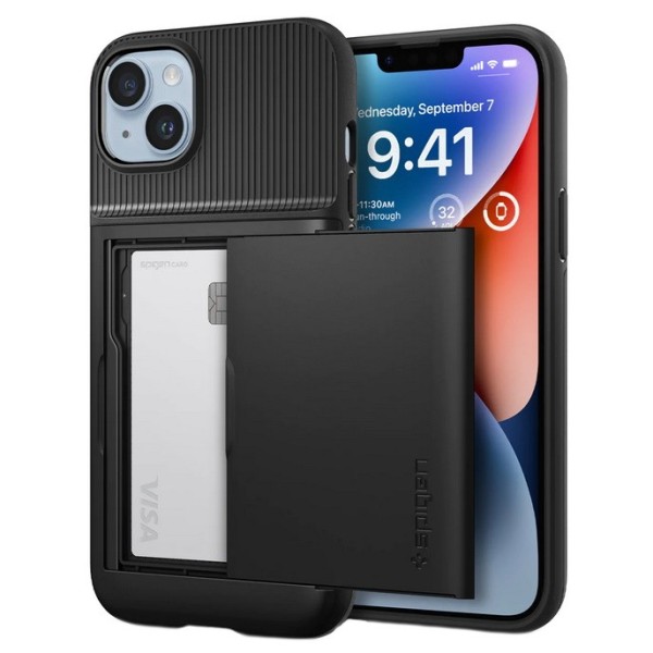„Spigen“ Slim Armor CS apvalks - melns (iPhone 14 Plus)