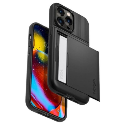 Apple iPhone 14 Pro Max „Spigen“ Slim Armor CS melns silikons apvalks | vacins.lv