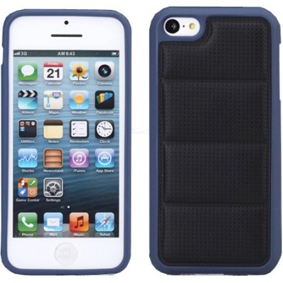 Juodas „Rock“ Grid dirbtinės odos ir kieto silikono (TPU) Apple iPhone SE (5, 5s) dėklas (dėkliukas) / Priedai.lt