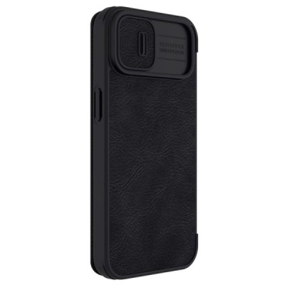 Greznais „Nillkin“ Qin Pro sērijas ādas atvērams melns Apple iPhone 14 Plus maciņš | Vacins.lv