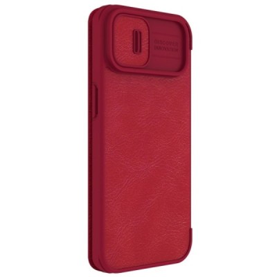 Greznais „Nillkin“ Qin Pro sērijas ādas atvērams sarkans Apple iPhone 14 Plus maciņš | Vacins.lv