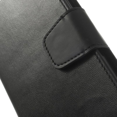 Sony Xperia Z2 Mercury Sonata atvērams melns ādas futrālis - maciņš / Vacins.lv