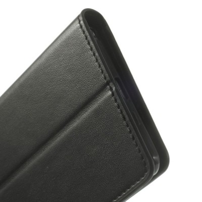 Sony Xperia Z2 Mercury Sonata atvērams melns ādas futrālis - maciņš / Vacins.lv