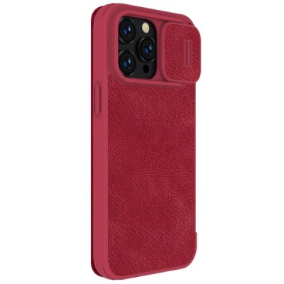 Greznais „Nillkin“ Qin Pro sērijas ādas atvērams sarkans Apple iPhone 14 Pro maciņš | Vacins.lv