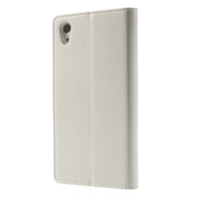 Sony Xperia Z2 Mercury Sonata atvērams balts ādas futrālis - maciņš / Vacins.lv