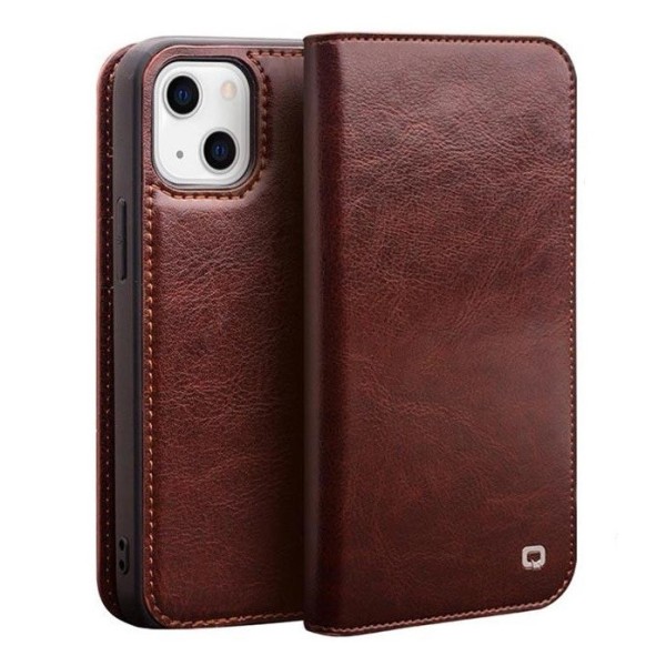 „QIALINO“ atvēramais ādas maciņš - brūns (iPhone 14)