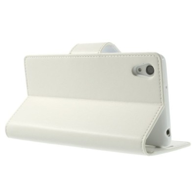 Sony Xperia Z2 Mercury Sonata atvērams balts ādas futrālis - maciņš / Vacins.lv