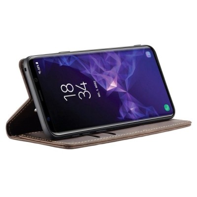 Samsung Galaxy S9 (G960) CaseMe Retro solīds atvēramais ādas brūns maciņš - maks | Vacins.lv