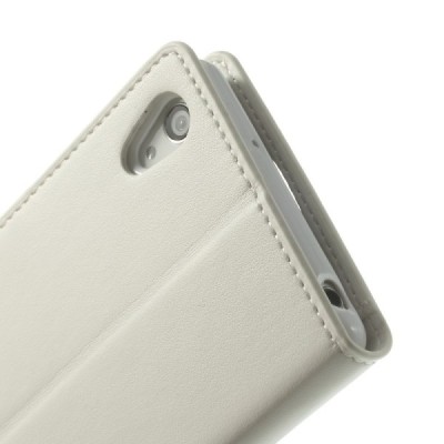 Sony Xperia Z2 Mercury Sonata atvērams balts ādas futrālis - maciņš / Vacins.lv