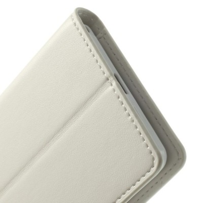 Sony Xperia Z2 Mercury Sonata atvērams balts ādas futrālis - maciņš / Vacins.lv