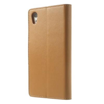 Sony Xperia Z2 Mercury Sonata atvērams brūns ādas futrālis - maciņš / Vacins.lv