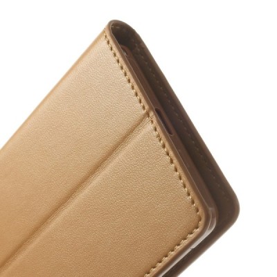 Sony Xperia Z2 Mercury Sonata atvērams brūns ādas futrālis - maciņš / Vacins.lv